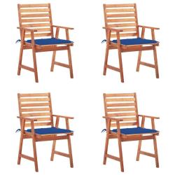 Chaises &agrave; manger d'ext&eacute;rieur lot de 4 et coussins Acacia massif