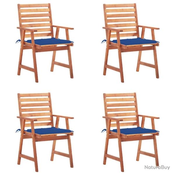 Chaises  manger d'extrieur lot de 4 et coussins Acacia massif