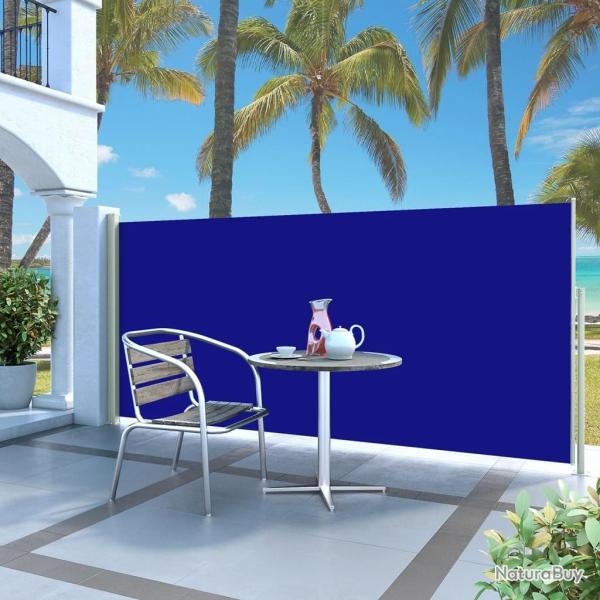 Auvent latral rtractable de patio 140x300 cm Bleu