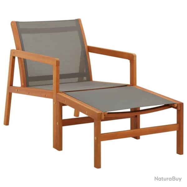 Chaise de jardin et repose-pied Gris Eucalyptus et textil�ne