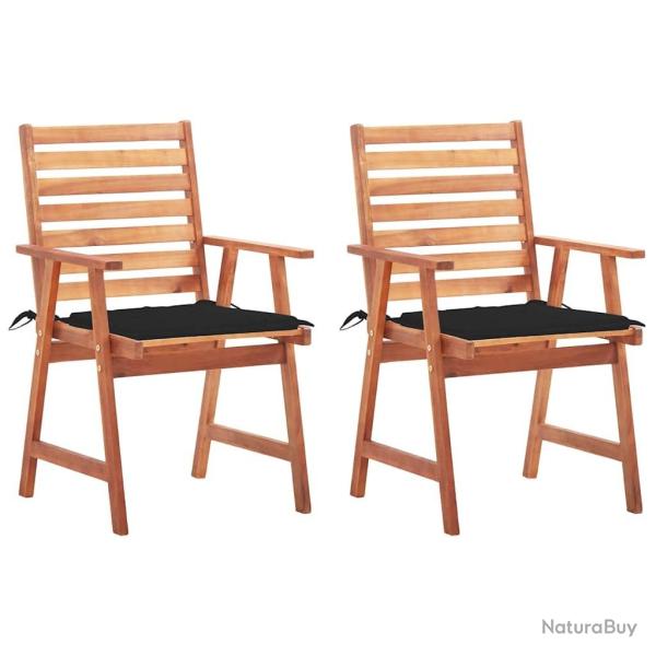 Chaises  manger d'extrieur lot de 2 et coussins Acacia massif