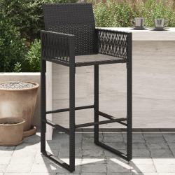 Tabourets de bar de jardin lot de 2 noir r&eacute;sine tress&eacute;e