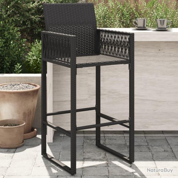 Tabourets de bar de jardin lot de 2 noir r�sine tress�e