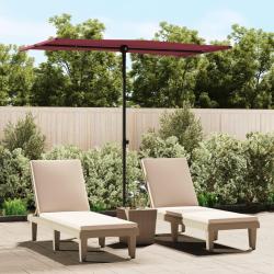 Parasol de jardin et m&acirc;t en aluminium 180x110 cm rouge bordeaux