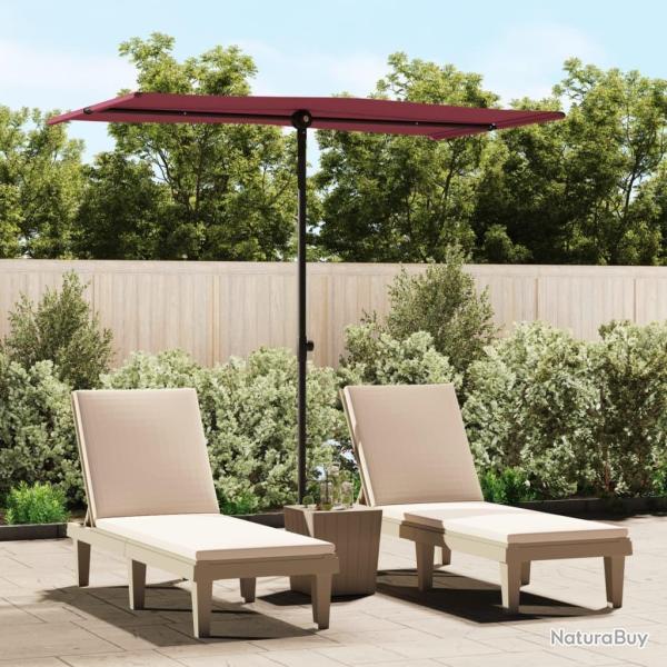 Parasol de jardin et m�t en aluminium 180x110 cm rouge bordeaux