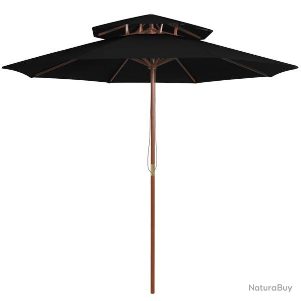 Parasol � deux �tages avec m�t en bois noir 270 cm