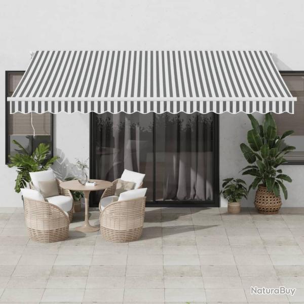 Auvent manuel r�tractable avec LED anthracite blanc 450x300 cm
