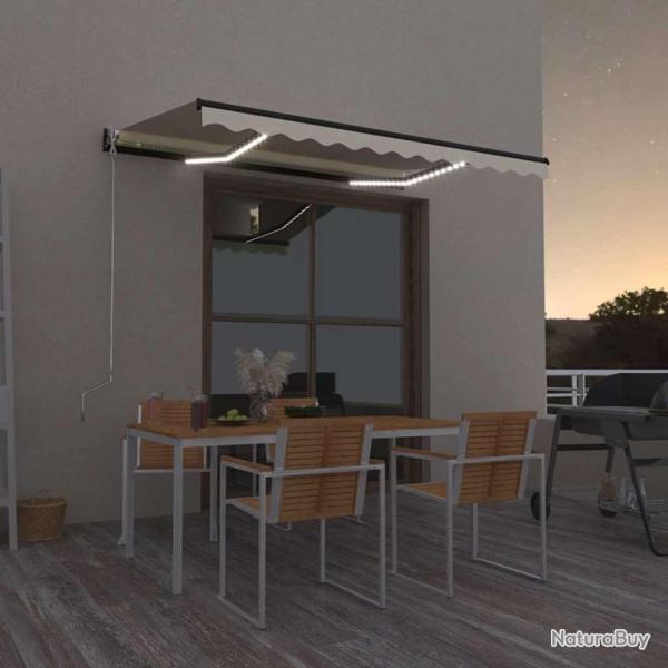 Auvent manuel r�tractable avec LED 350x250 cm Cr�me