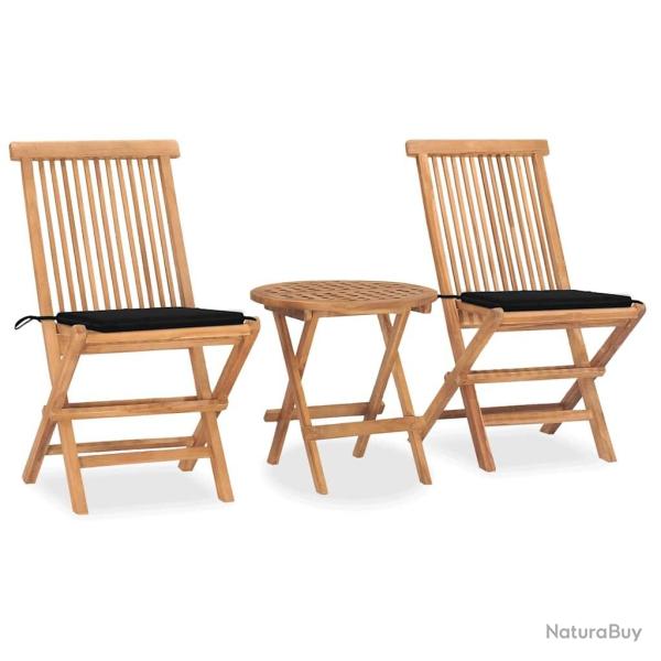 Ensemble � manger d'ext�rieur pliable avec coussin 3 pcs Teck