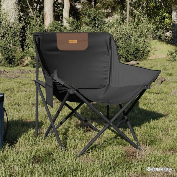 Chaise de camping avec poche pliable lot de 2 noir