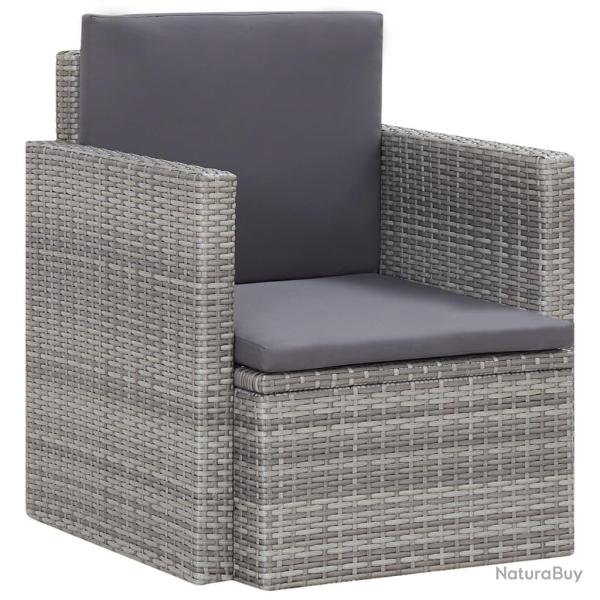 Chaise de jardin avec coussins Rsine tresse Gris