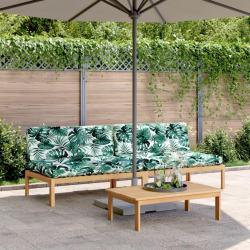 Canap&eacute;s centraux palette de jardin 2pcs et coussins bois acacia