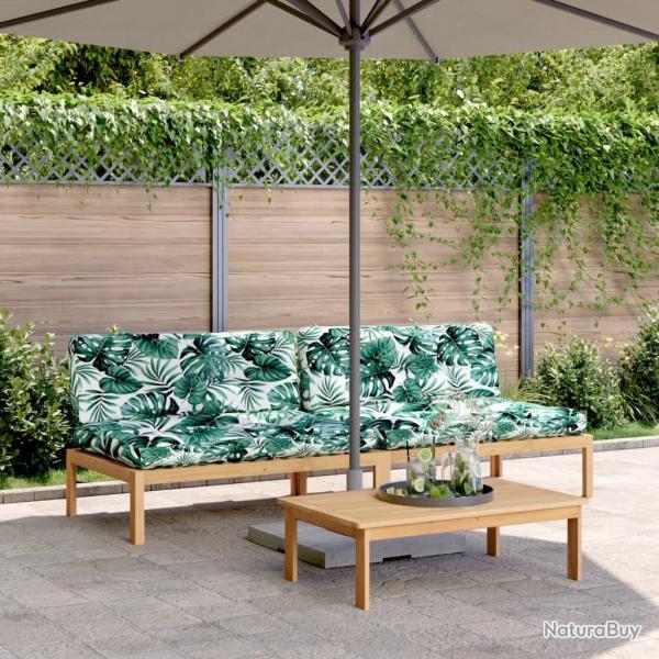 Canap�s centraux palette de jardin 2pcs et coussins bois acacia