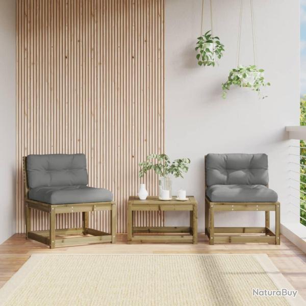 Canap�s de jardin avec coussins 2pcs bois de pin impr�gn�