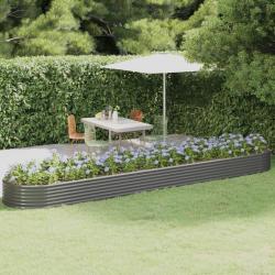 Lit sur&eacute;lev&eacute; de jardin Acier enduit de poudre 507x100x36cm gris