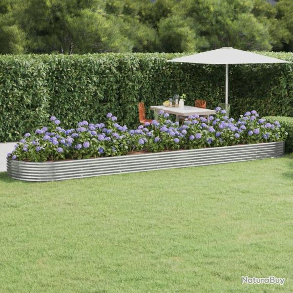 Lit sur�lev� de jardin Acier enduit de poudre Argent�