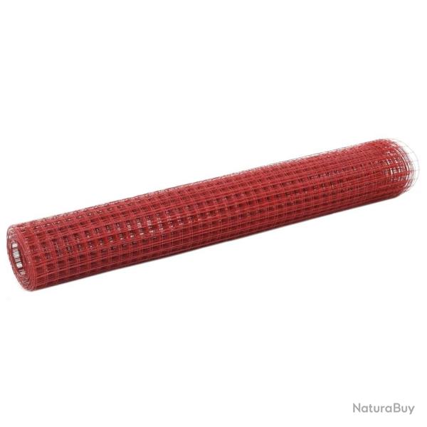 Grillage Acier avec rev�tement en PVC 25x1 m Rouge