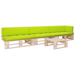 Salon de jardin palette 4pcs avec coussins Bois de pin impr&eacute;gn&eacute;