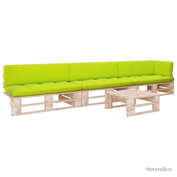 Salon de jardin palette 4pcs avec coussins Bois de pin impr�gn�