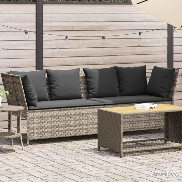 Canap� de jardin et coussins gris clair r�sine tress�e