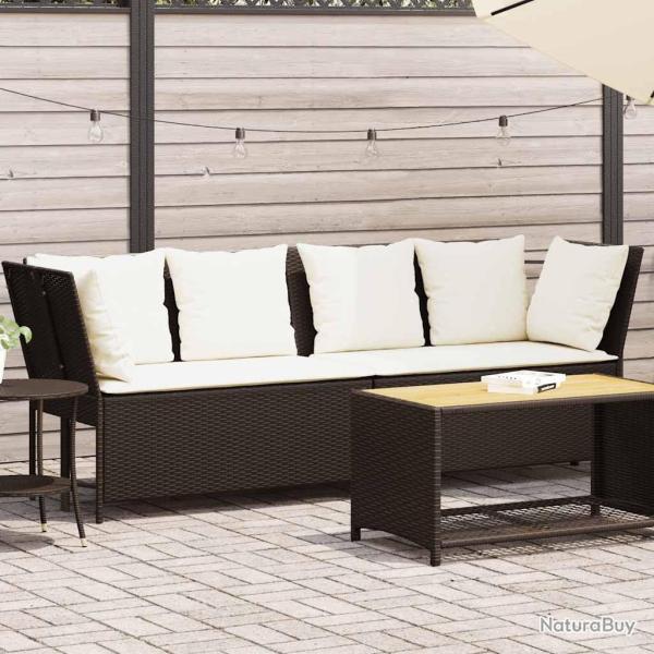 Canap� de jardin avec coussins marron r�sine tress�e