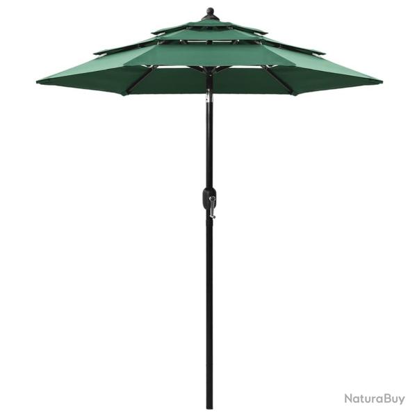 Parasol de jardin  3 niveaux avec mt en aluminium vert 2 m