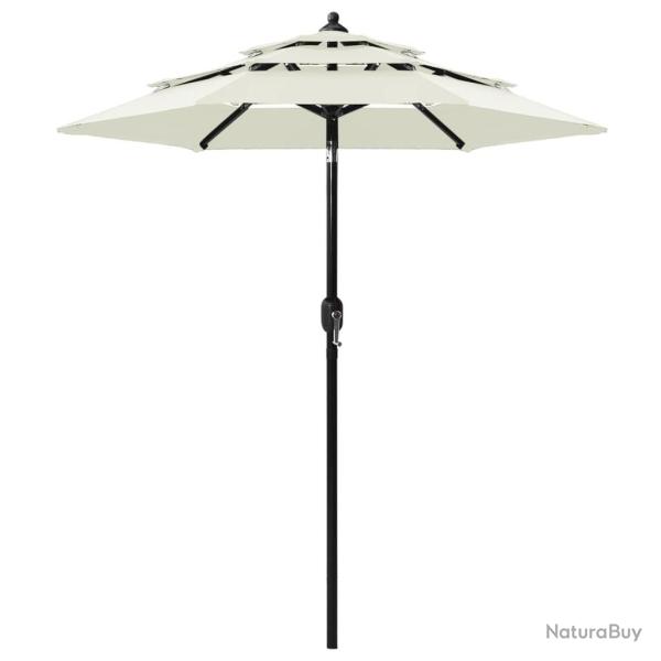 Parasol de jardin  3 niveaux avec mt en aluminium sable 2 m