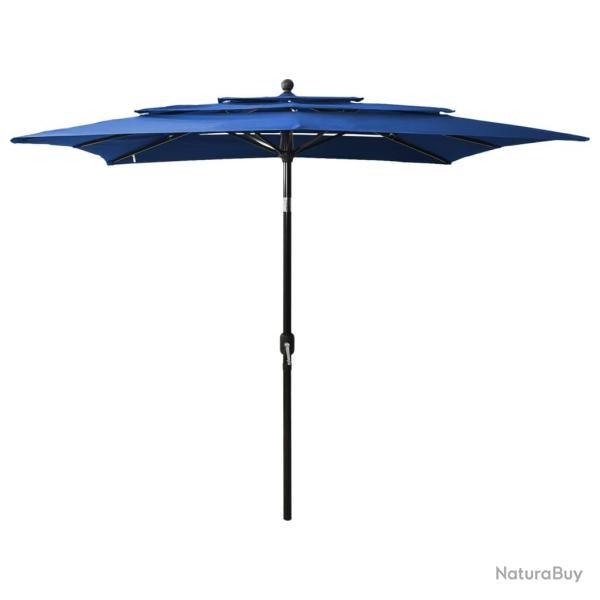 Parasol de jardin  3 niveaux avec mt en aluminium bleu azur