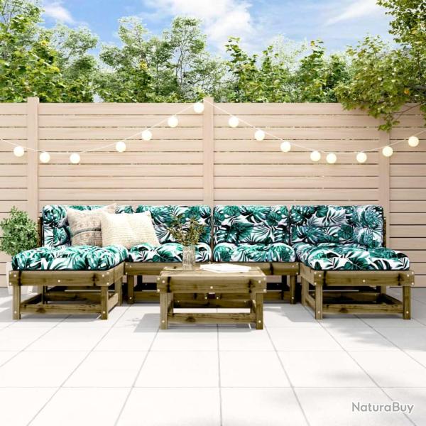 Salon de jardin 7 pcs bois de pin impr�gn�