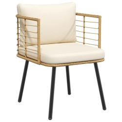 Chaise de jardin avec coussins naturel r&eacute;sine tress&eacute;e