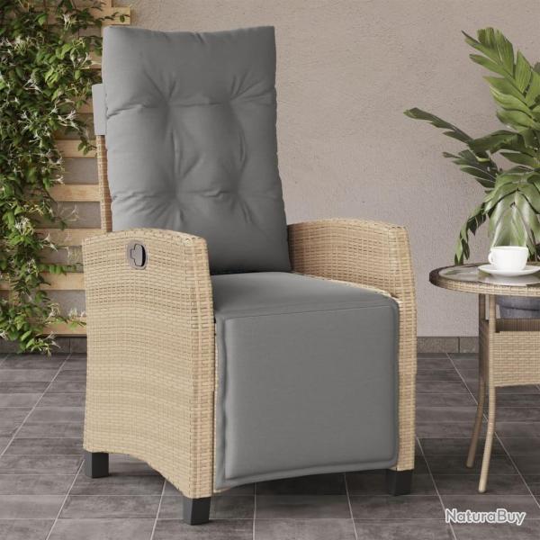 Chaise inclinable de jardin et repose-pied m�lange beige rotin