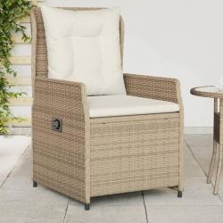 Chaises inclinables de jardin lot de 2 beige r&eacute;sine tress&eacute;e