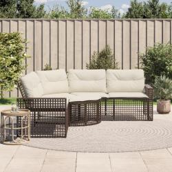 Canap&eacute; de jardin et coussins et repose-pied en forme de L rotin