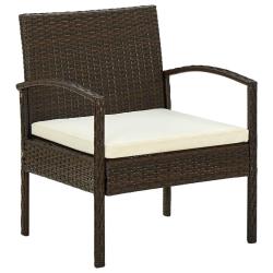 Chaise de jardin avec coussin R&eacute;sine tress&eacute;e Marron