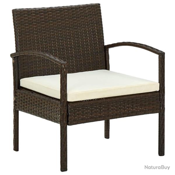 Chaise de jardin avec coussin R�sine tress�e Marron