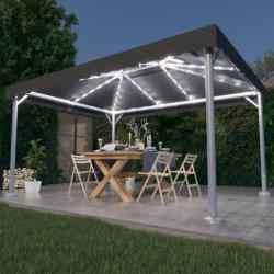 Tonnelle et guirlande lumineuse &agrave; LED 4x3m Anthracite Aluminium