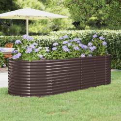 Lit sur&eacute;lev&eacute; de jardin Acier enduit de poudre marron