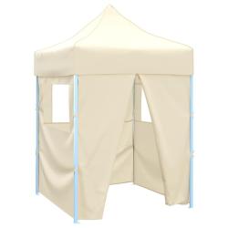Tente de r&eacute;ception pliable avec 4 parois 2x2 m Acier Cr&egrave;me