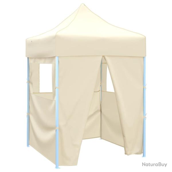 Tente de r�ception pliable avec 4 parois 2x2 m Acier Cr�me