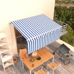 Auvent manuel r&eacute;tractable avec store 3x2,5 m Bleu et blanc