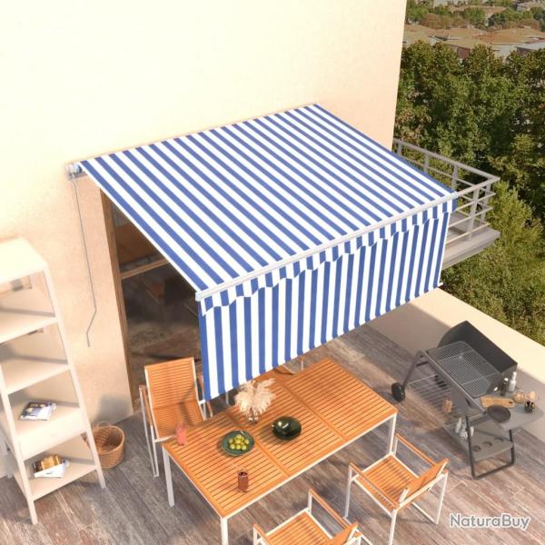 Auvent manuel r�tractable avec store 3x2,5 m Bleu et blanc