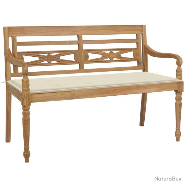 Banc Batavia avec coussin cr�me 120 cm Bois de teck massif