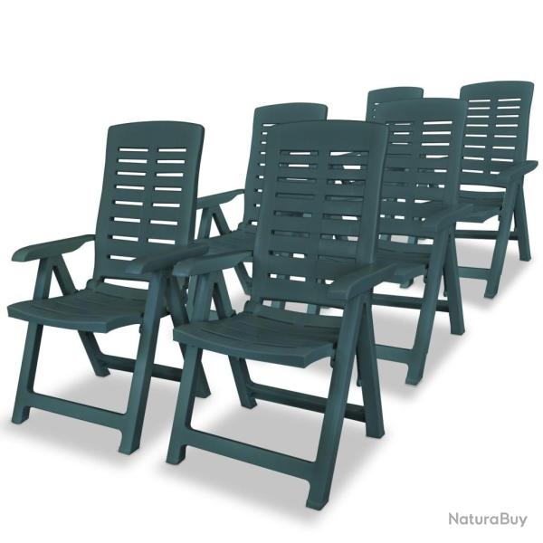 Chaises inclinables de jardin lot de 6 Plastique Vert