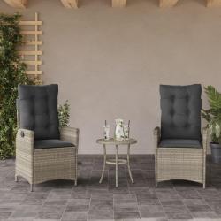 Chaises inclinables jardin lot de 2 et coussins r&eacute;sine tress&eacute;e