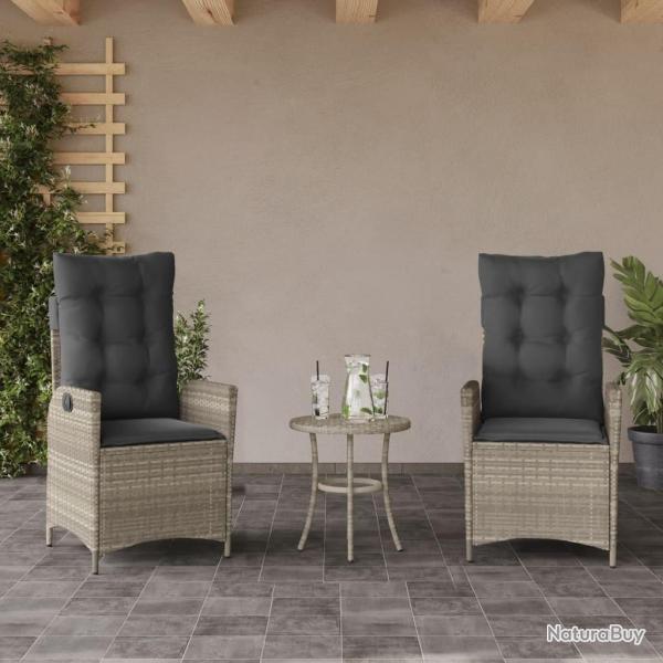 Chaises inclinables jardin lot de 2 et coussins r�sine tress�e