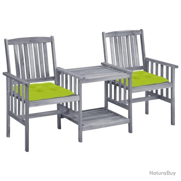 Chaises de jardin avec table � th� et coussins Acacia solide