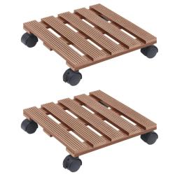 Chariots &agrave; plantes 2 pcs Marron 30x30x7,5 cm WPC