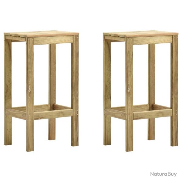 Tabourets de bar de jardin lot de 2 Bois de pin imprgn