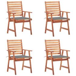 Chaises &agrave; manger d'ext&eacute;rieur lot de 4 et coussins Acacia massif