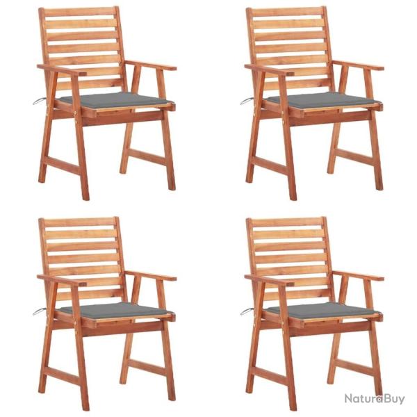 Chaises � manger d'ext�rieur lot de 4 et coussins Acacia massif